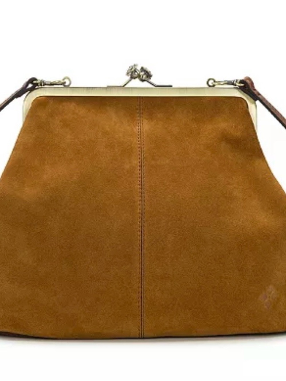 Patricia Nash Cognac Suede Frame Satchel with Brown Leather Strap - Picture 2 of 10